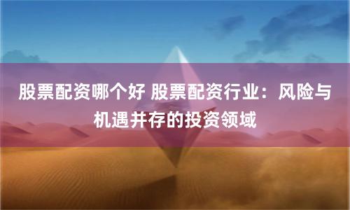 股票配资哪个好 股票配资行业：风险与机遇并存的投资领域