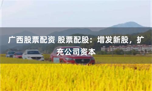 广西股票配资 股票配股：增发新股，扩充公司资本